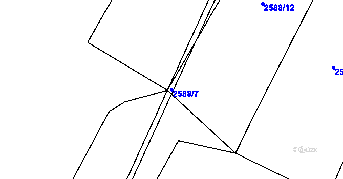 Parcela st. 2588/7 v KÚ Hodov, Katastrální mapa