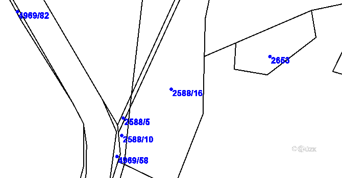 Parcela st. 2588/16 v KÚ Hodov, Katastrální mapa