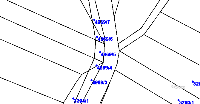 Parcela st. 4969/5 v KÚ Hodov, Katastrální mapa