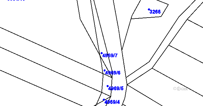 Parcela st. 4969/7 v KÚ Hodov, Katastrální mapa