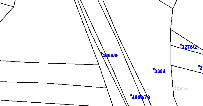 Parcela st. 4969/9 v KÚ Hodov, Katastrální mapa