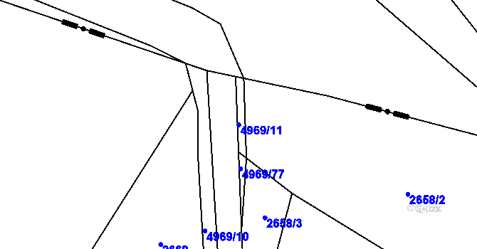 Parcela st. 4969/11 v KÚ Hodov, Katastrální mapa
