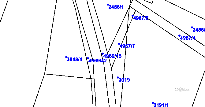 Parcela st. 4969/15 v KÚ Hodov, Katastrální mapa