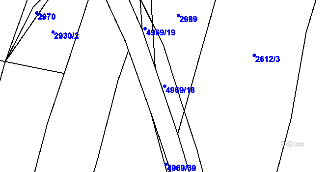 Parcela st. 4969/18 v KÚ Hodov, Katastrální mapa