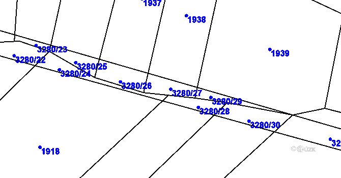 Parcela st. 3280/27 v KÚ Hodov, Katastrální mapa