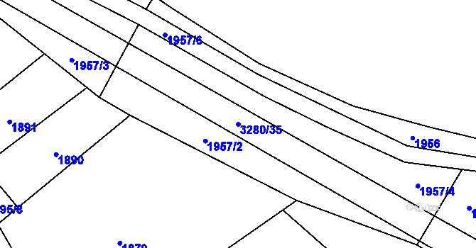 Parcela st. 3280/35 v KÚ Hodov, Katastrální mapa