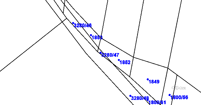 Parcela st. 3280/47 v KÚ Hodov, Katastrální mapa
