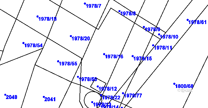 Parcela st. 1978/16 v KÚ Hodov, Katastrální mapa