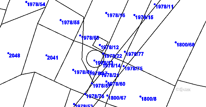 Parcela st. 1978/22 v KÚ Hodov, Katastrální mapa
