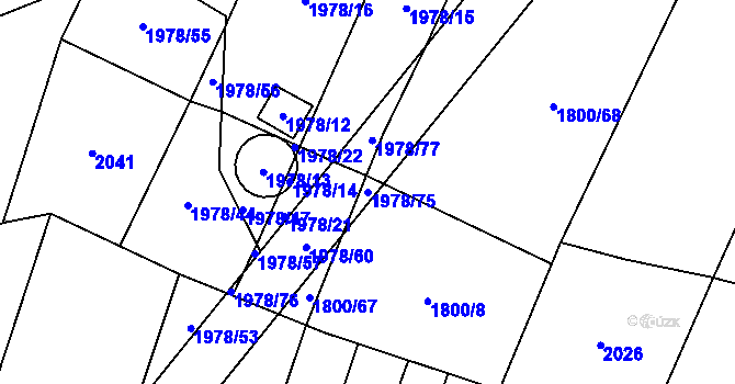 Parcela st. 1978/75 v KÚ Hodov, Katastrální mapa