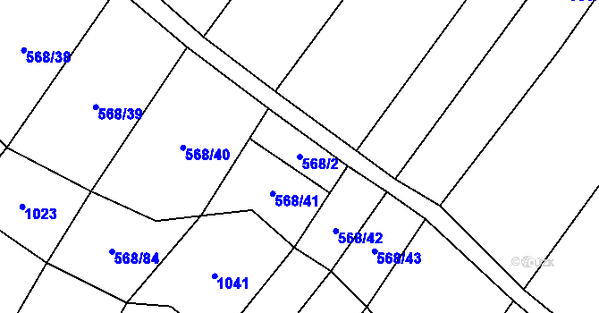 Parcela st. 568/2 v KÚ Hodov, Katastrální mapa