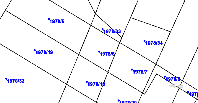 Parcela st. 1978/6 v KÚ Hodov, Katastrální mapa