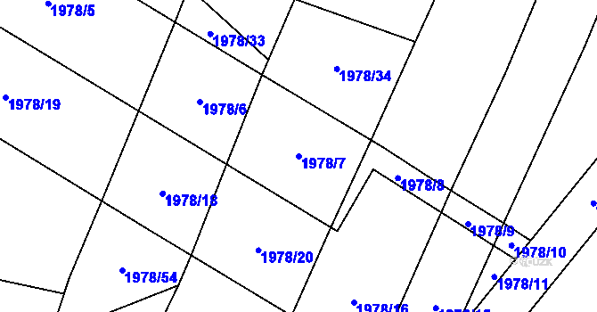 Parcela st. 1978/7 v KÚ Hodov, Katastrální mapa