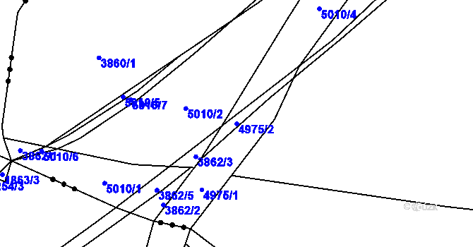 Parcela st. 4975/2 v KÚ Hodov, Katastrální mapa