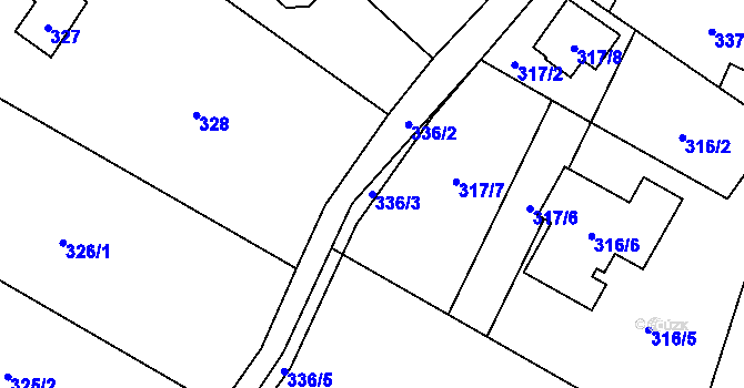 Parcela st. 336/3 v KÚ Hodslavice, Katastrální mapa