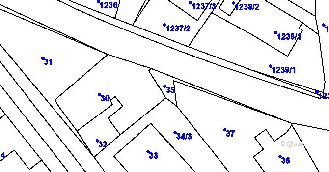 Parcela st. 35 v KÚ Hodslavice, Katastrální mapa