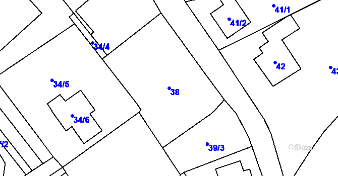 Parcela st. 38 v KÚ Hodslavice, Katastrální mapa