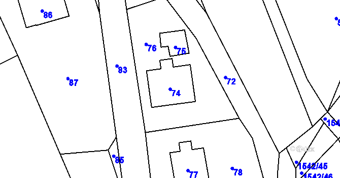 Parcela st. 74 v KÚ Hodslavice, Katastrální mapa