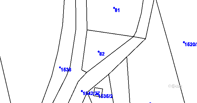 Parcela st. 82 v KÚ Hodslavice, Katastrální mapa
