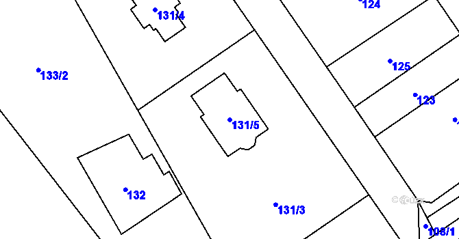 Parcela st. 131/5 v KÚ Hodslavice, Katastrální mapa
