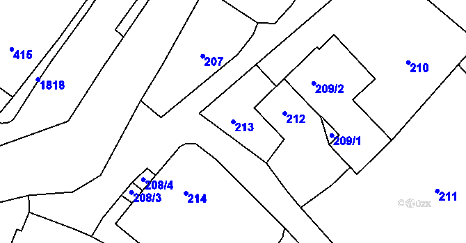 Parcela st. 213 v KÚ Hodslavice, Katastrální mapa