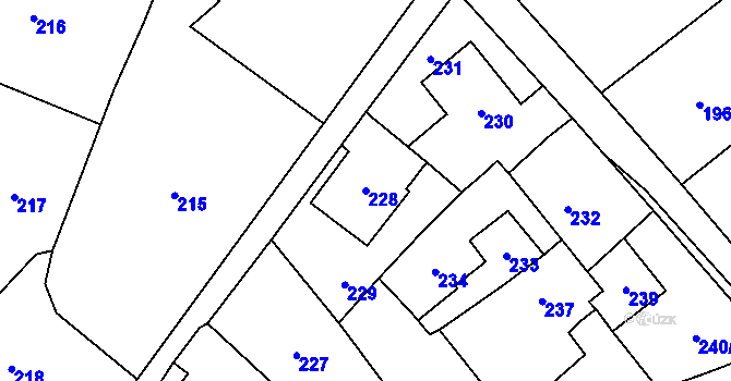 Parcela st. 228 v KÚ Hodslavice, Katastrální mapa