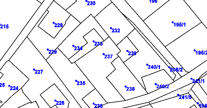 Parcela st. 237 v KÚ Hodslavice, Katastrální mapa