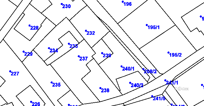 Parcela st. 239 v KÚ Hodslavice, Katastrální mapa