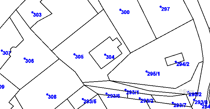 Parcela st. 304 v KÚ Hodslavice, Katastrální mapa