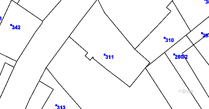Parcela st. 311 v KÚ Hodslavice, Katastrální mapa