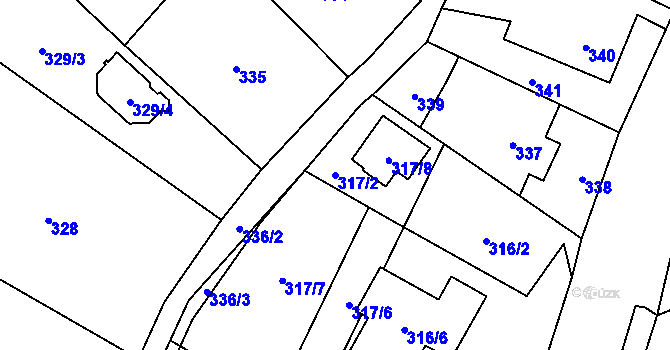 Parcela st. 317/2 v KÚ Hodslavice, Katastrální mapa