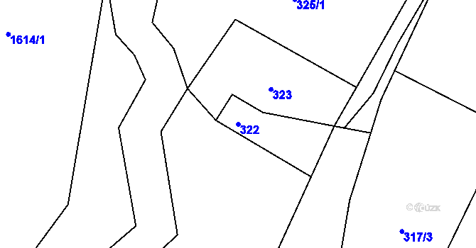 Parcela st. 322 v KÚ Hodslavice, Katastrální mapa