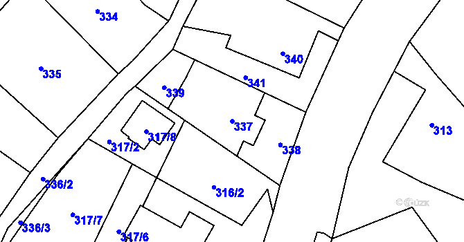 Parcela st. 337 v KÚ Hodslavice, Katastrální mapa