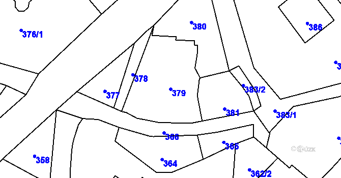 Parcela st. 379 v KÚ Hodslavice, Katastrální mapa