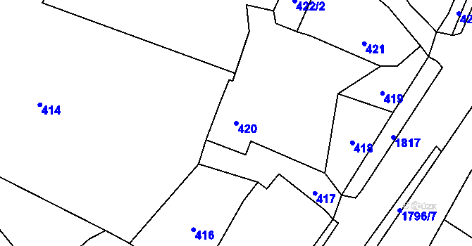 Parcela st. 420 v KÚ Hodslavice, Katastrální mapa
