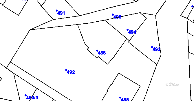 Parcela st. 486 v KÚ Hodslavice, Katastrální mapa
