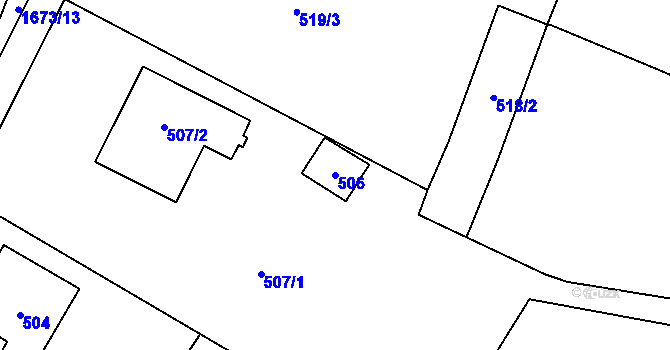 Parcela st. 506 v KÚ Hodslavice, Katastrální mapa