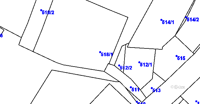 Parcela st. 518/1 v KÚ Hodslavice, Katastrální mapa