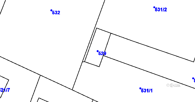 Parcela st. 529 v KÚ Hodslavice, Katastrální mapa