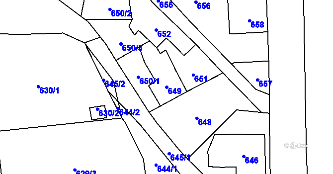 Parcela st. 649 v KÚ Hodslavice, Katastrální mapa