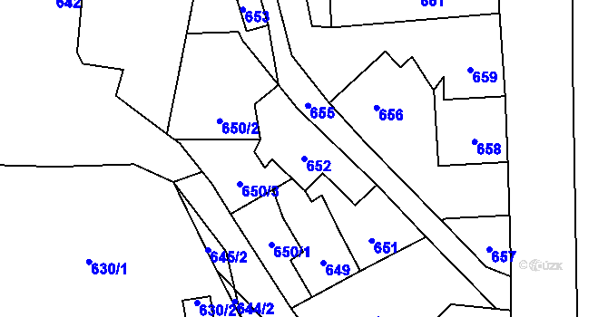 Parcela st. 652 v KÚ Hodslavice, Katastrální mapa