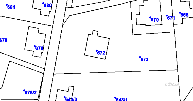 Parcela st. 672 v KÚ Hodslavice, Katastrální mapa