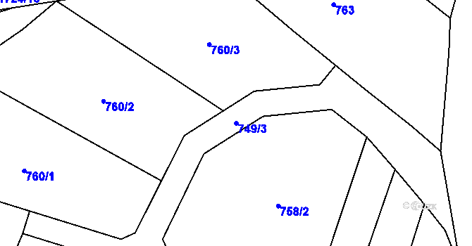 Parcela st. 749/3 v KÚ Hodslavice, Katastrální mapa
