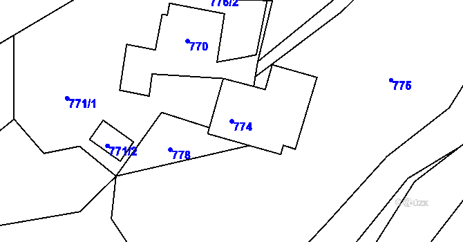 Parcela st. 774 v KÚ Hodslavice, Katastrální mapa