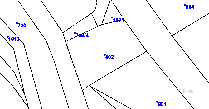 Parcela st. 802 v KÚ Hodslavice, Katastrální mapa