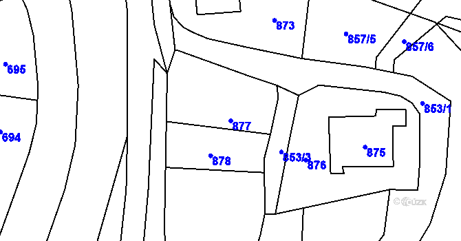 Parcela st. 877 v KÚ Hodslavice, Katastrální mapa