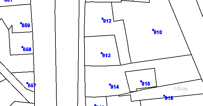 Parcela st. 913 v KÚ Hodslavice, Katastrální mapa