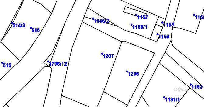 Parcela st. 1207 v KÚ Hodslavice, Katastrální mapa