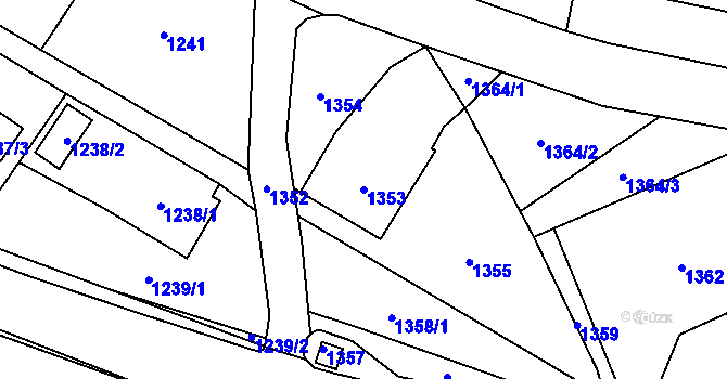 Parcela st. 1353 v KÚ Hodslavice, Katastrální mapa