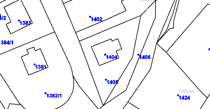 Parcela st. 1404 v KÚ Hodslavice, Katastrální mapa